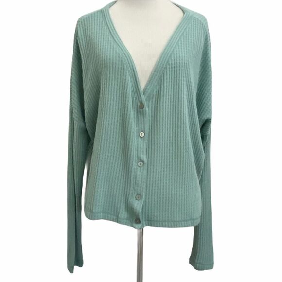 NWT Wild Fable Green Thermal Crop Top Cardigan - Picture 2 of 10